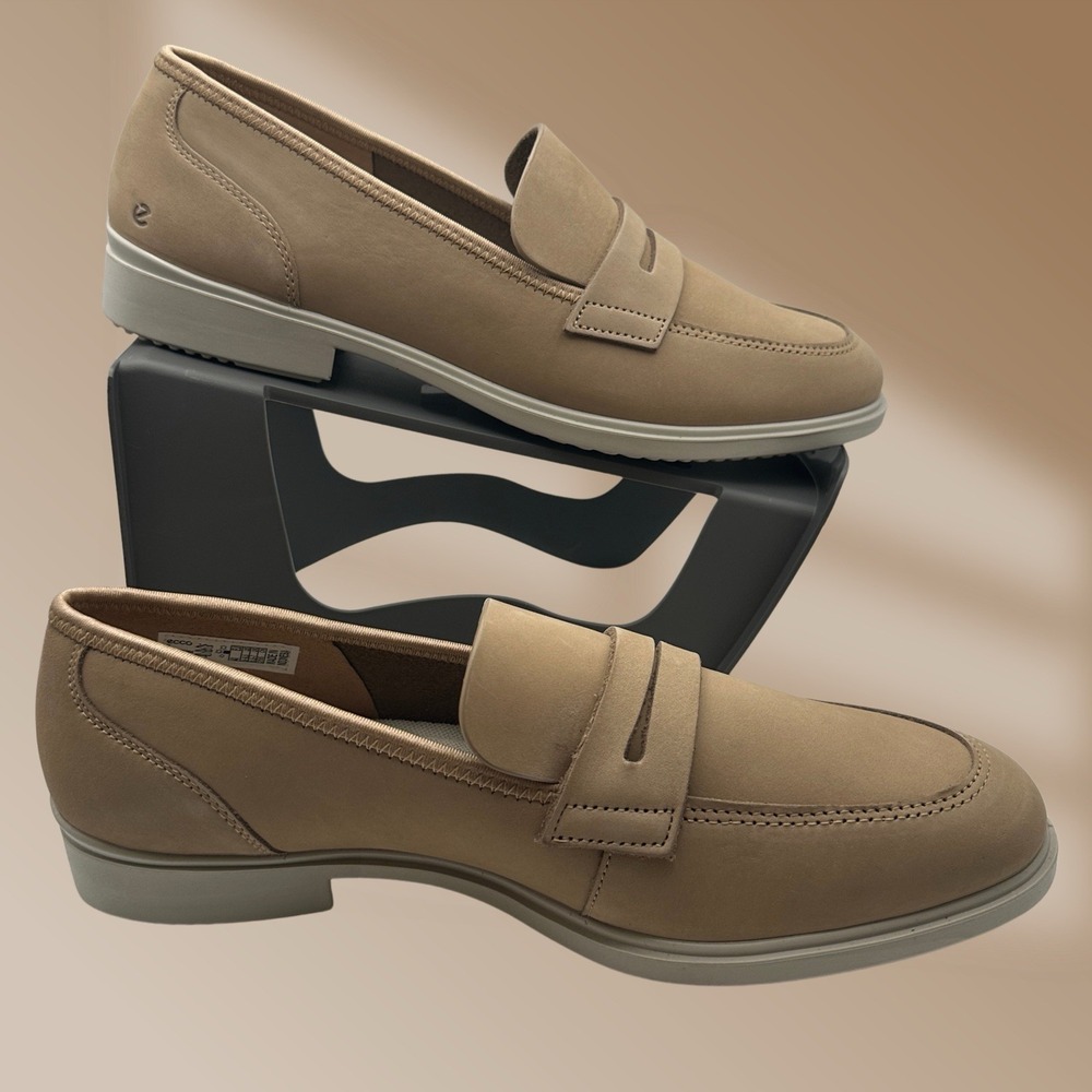 ecco Fluidform Ladies Dress Classic Beige Penny Loafers Sz RU 40 US 9-9.5  NIB